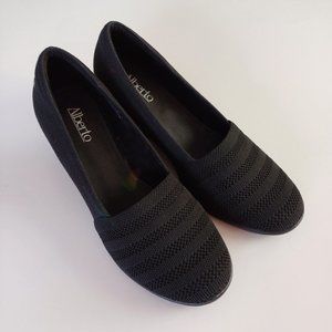 ALBERTO Fabric Crochet Effect Women's Wedge Black Shoes New Size 38